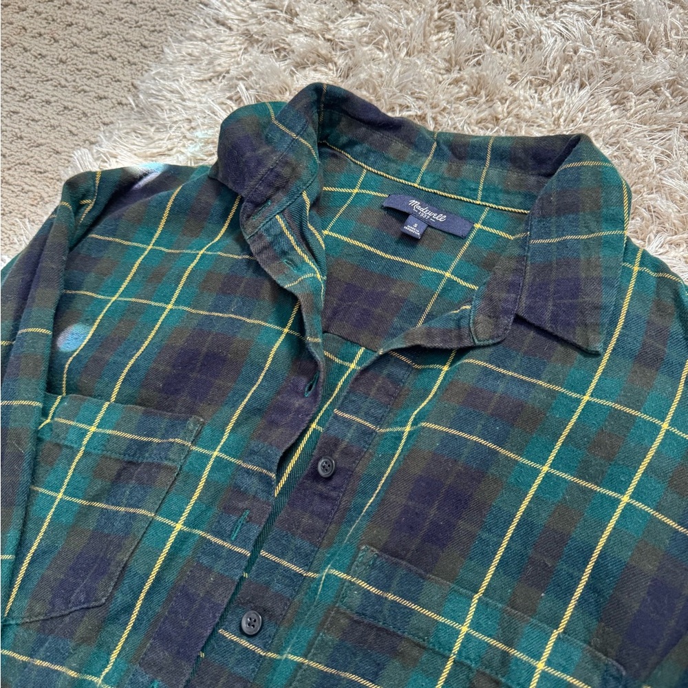 Madewell Green and Navy Plaid Shirt